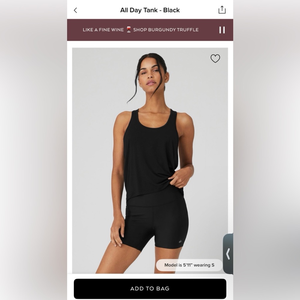 ALO YOGA ALL DAY TANK BLACK